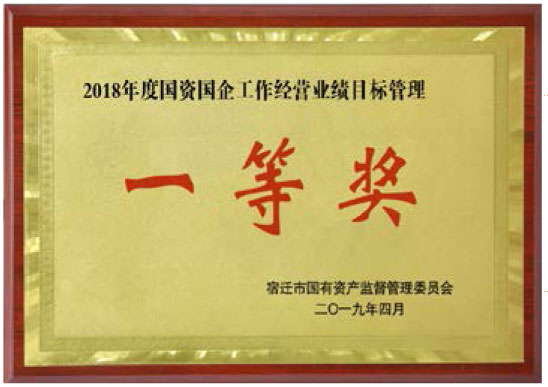 2018年度國資企業(yè)工作經(jīng)營業(yè)績目標(biāo)管理一等獎(jiǎng)